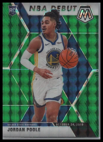 2019-20 Panini Mosaic #261 Jordan Poole Green Prizm