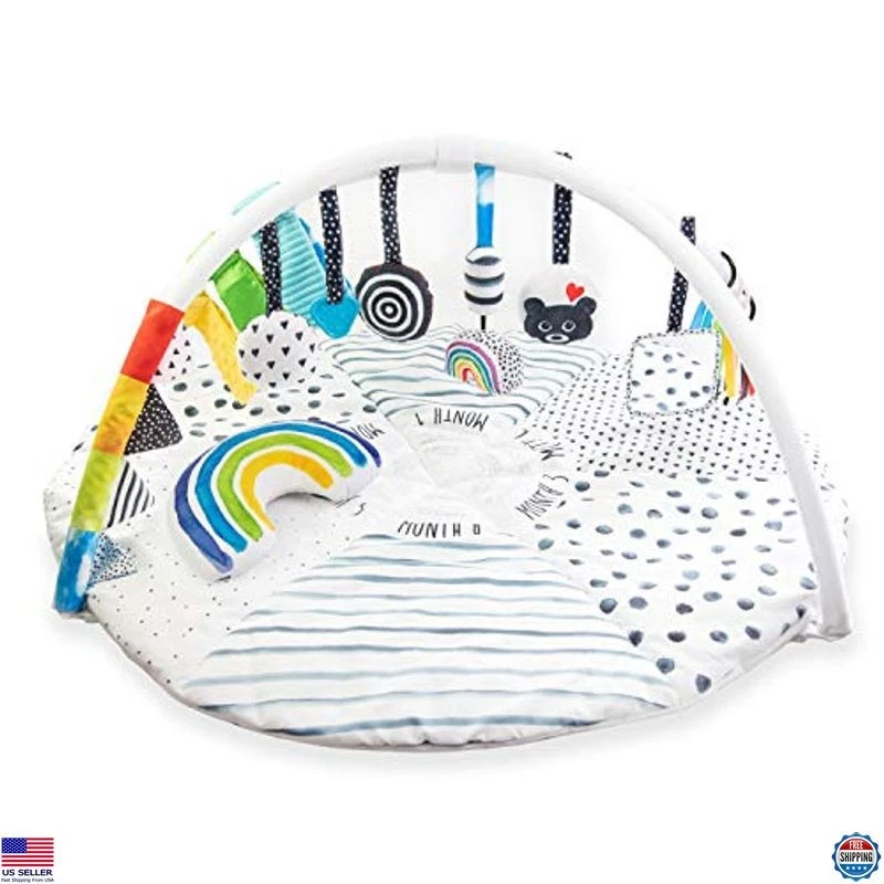 Sassy Stages Sensory Tummy Time Play Gym Mat, Ultra Plush, Machine Washable,