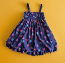 XLNT SZ 12 Girl Little Marc Jacobs Navy Blue Dot Swing Sun Designer Dress Cotton