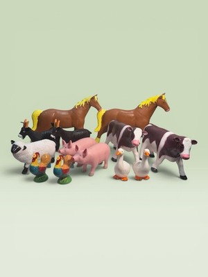 Learning Resources Jumbo Farm Animals Set Of 13 Cow Pig Horse Goose Goat Sheep