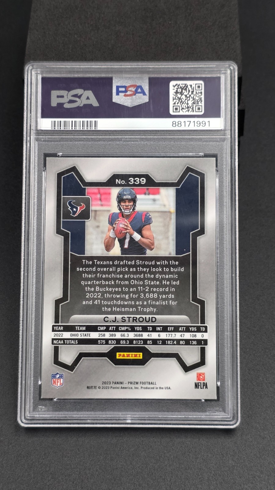 2023 Panini Prizm CJ Stroud #339 Rookie RC PSA 10 🏈 Houston Texans Gem Mint 🔥 view 4