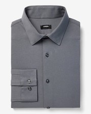 Express Extra Slim Solid Stretch Modern Tech 1MX Dress Shirt Dark Gray Sz: M