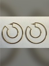 Sahira Faye Gold Tone Cut Out Double Hoop Statement Earrings