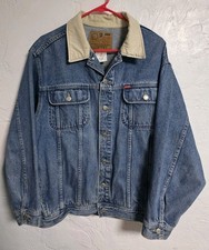 Vintage 90s Esprit Jeans Denim Jacket USA Cord Collar Trucker Blue Size Medium