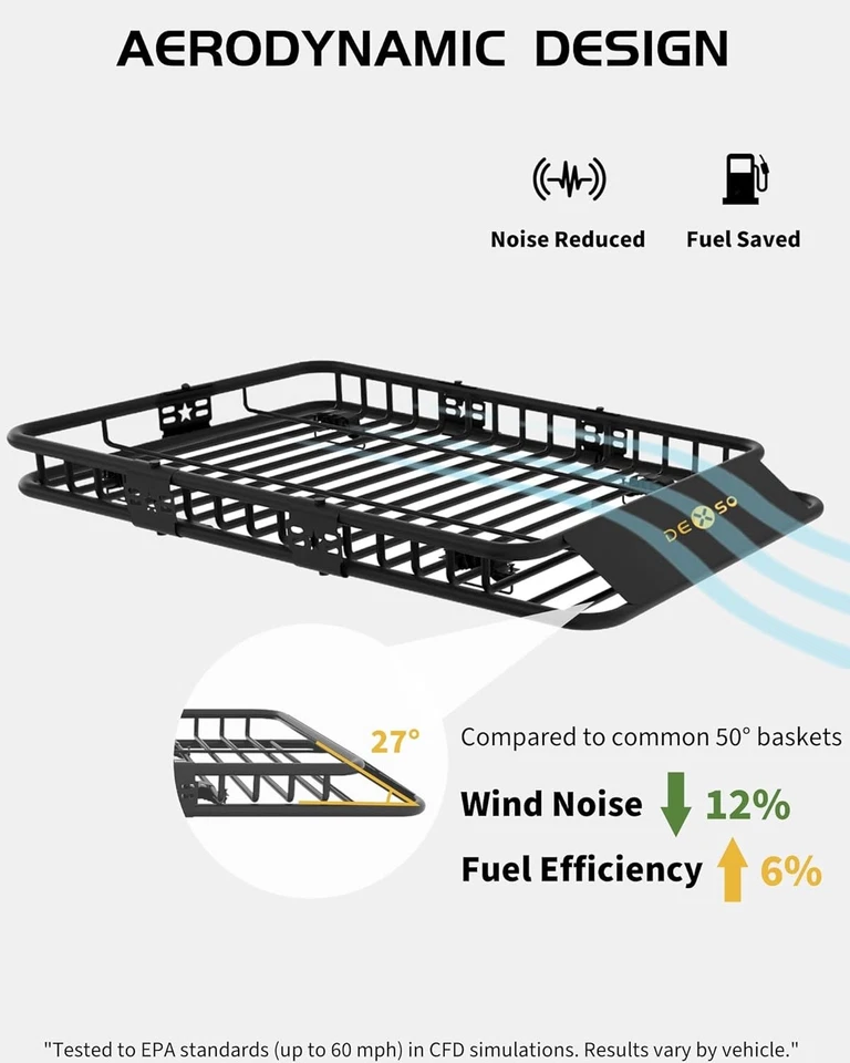 64" x 39" x 6" For Subaru Rooftop Cargo Carrier Basket Roof Rack Luggage Holder Foto 4 de 4