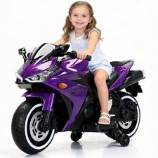 12V Kids Electric Motorcycle, on Car LED Lights, Music Player  Horn with Traini