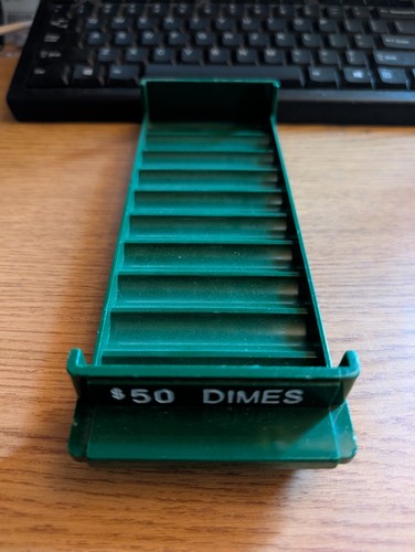 Major Metalfab MMF $50 DIMES GREEN Coin Roll Tray Bank Teller Money Tray