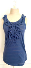 Marc by Marc Jacobs Women's Navy Sleeveless Textured Ruffle Blouse Size Small