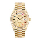 Rolex Day Date 36 Watch 36MM Diamond Pave Diamond Baguette Index Markers Dial