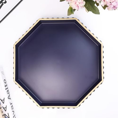 Navy Blue Octagonal Plastic Serving Tray for Coffee Table, Ottoman, Kitchen - Picture 7 of 7