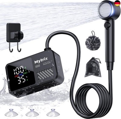 Mytrix Tragbare Campingdusche, Leistungsstarker Wasserfluss von 10L/Min,
