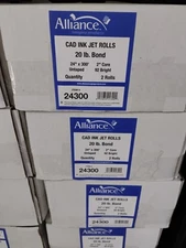 10 Rolls Untaped CAD Paper Rolls 24" X 300'  Bright Inkjet Bond.  Local Delivery