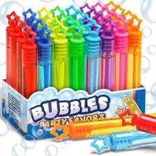 32 Pcs 8 Colors Neon Bubbles Party Favors For Kids, Mini Star Bubble Wand... 