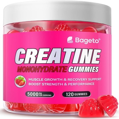 Bageto Creatine Monohydrate Gummies 5000mg for Men & Women 120 Vegan Gummies