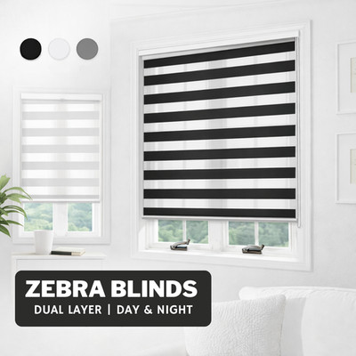 Tag & Nacht Zebra Sichtrollo Rollo zweilagig Home Office einfache Passform UK
