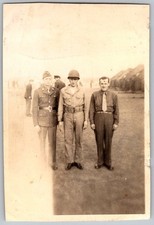 Vtg B W Snapshot Three US Army Soldiers In Uniform Field Gear Barracks WW2 1940s