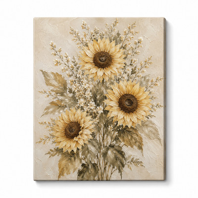 Sunflower Canvas Wall Art Rustic Floral Oil Painting Print Vintage Home Decor