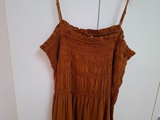 Marks & Spencer  Brown Linen Midi Women Dress Size 14 M&S