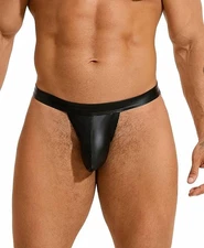 Sexy Men Thongs PU Leather Jockstrap Pouch Low Rise Underwear XL (45"-472).