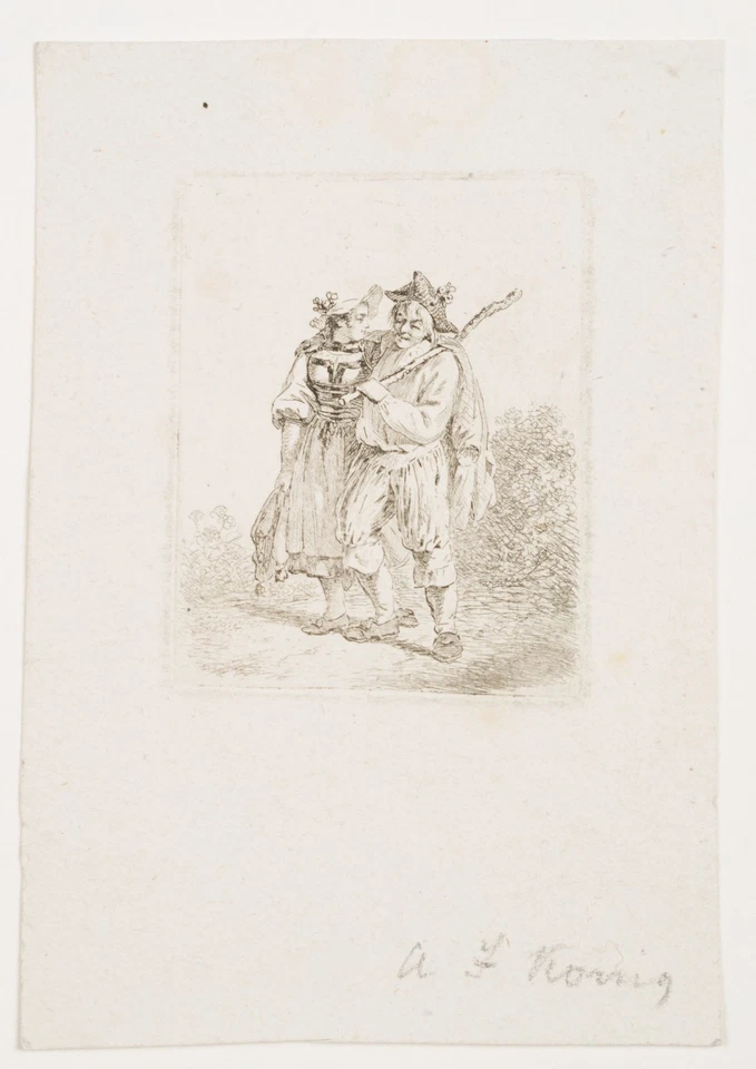A. KÖNIG (1722-1787), Wandersmann mit junger Frau, KSt. Klassizismus Trachten - Bild 3 von 3