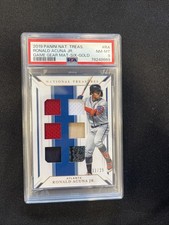 2019 Panini National Treasures Game Gear Material Sixes Ronald Acuña Jr Gold /25