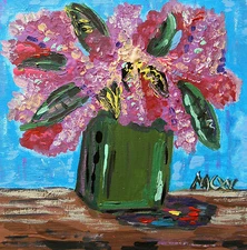 Original FLOWERS Naive Self taught Folk OUTSIDER Mary Carol art MCW Primitive 