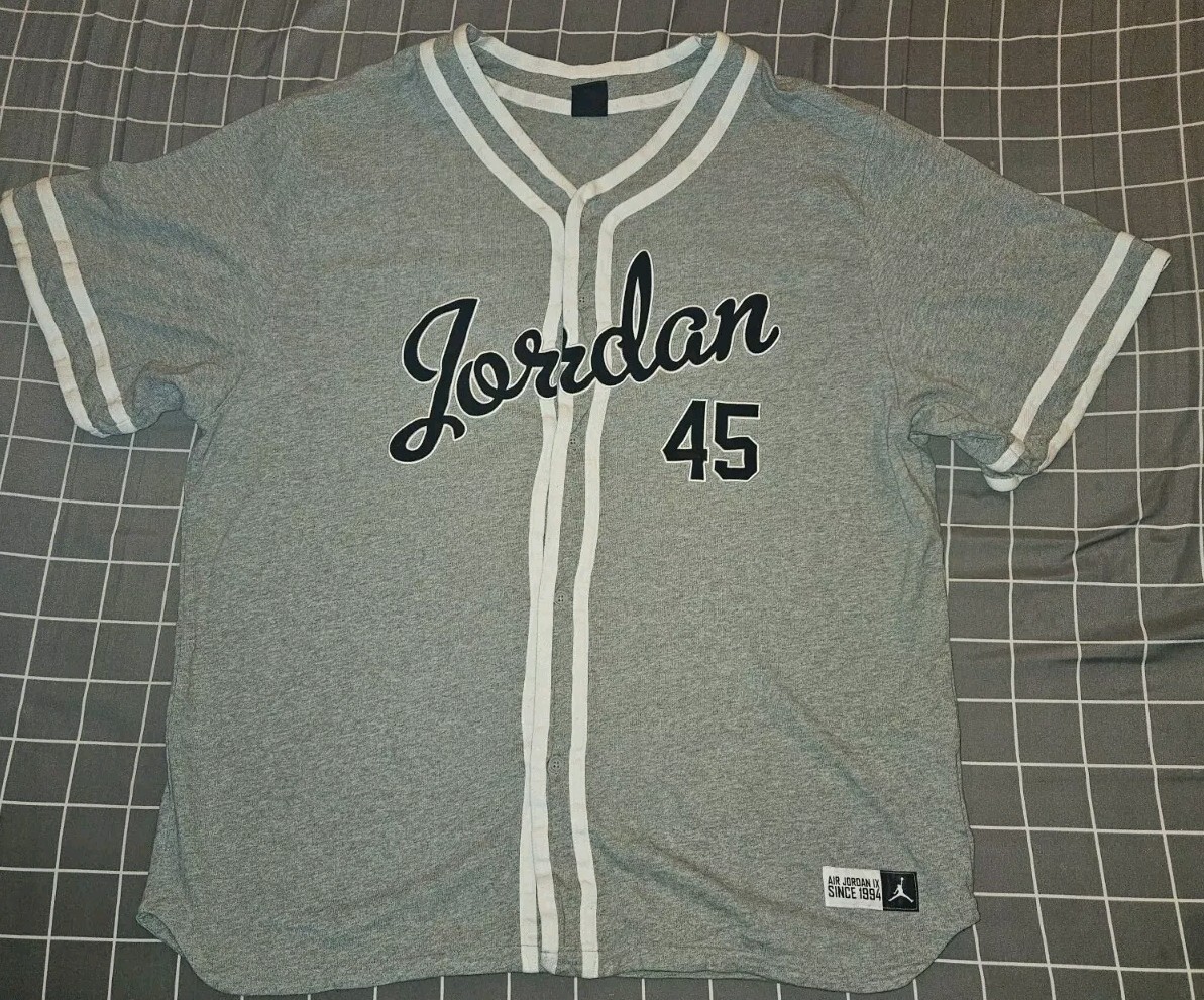 Air Jordan Barons Embroidered Button Up Baseball Jersey #45 Retro