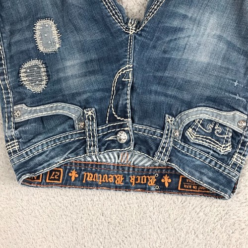 Rock Revival Jeans Womens 27 (28x30) Alanis Low Rise Bootcut Rhinestone Denim - Picture 7 of 20