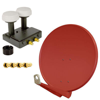 ALU DELUXE85 85cm Spiegel + Monoblock Twin LNB 2-Satelliten PremiumX 0,1dB HDTV