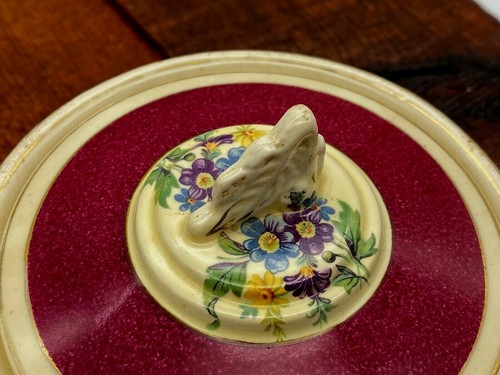 Antique Art Deco 2 Ceramic Soup Bowls one with lid Stamped Burleigh Ware 1930's - Picture 10 of 12