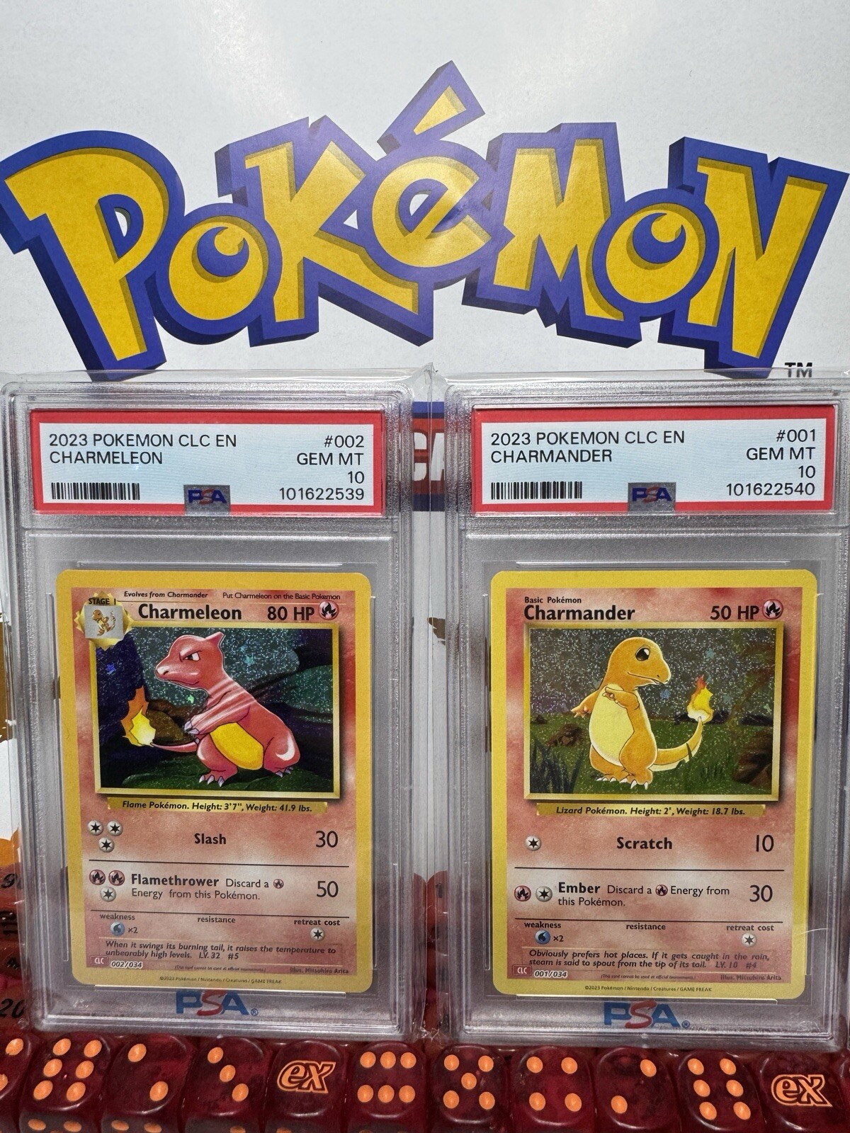 Sequential Set: Charmander 001 CLC & Charmeleon 002 CLC PSA 10 TCG Classic