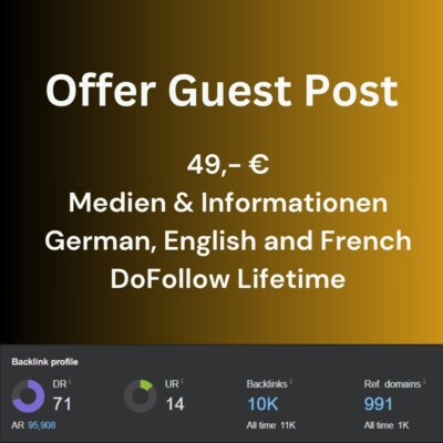 Backlink Artikel Gastbeitrag von einer echten Power Domain für Ihre Website