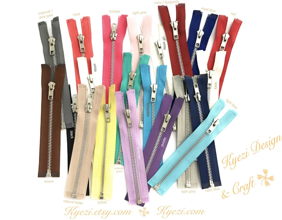 5 - 10 pcs Silver Separating Jacket Zipper, Gauge 5 Zippers - 30", 32", 34", 36" - Image 2 of 4