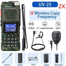UV-25 WALKIE-TALKIE 136-174 220-260 400-520MHZ TRI-BAND TWO WAY RADIOS MIC 108CM