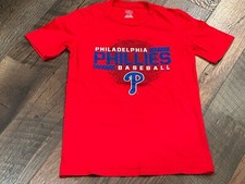 Philadelphia Phillies MLB Youth Boys' Red Logo T-Shirt Large 12/14 Pre-owned