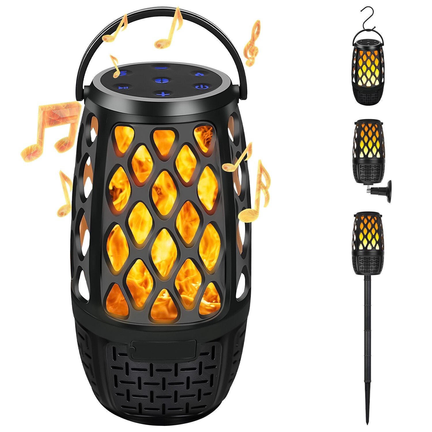 Wireless 5.3 Speaker Waterproof Speaker Patio Speaker LED Flame Outdoor Speaker-image