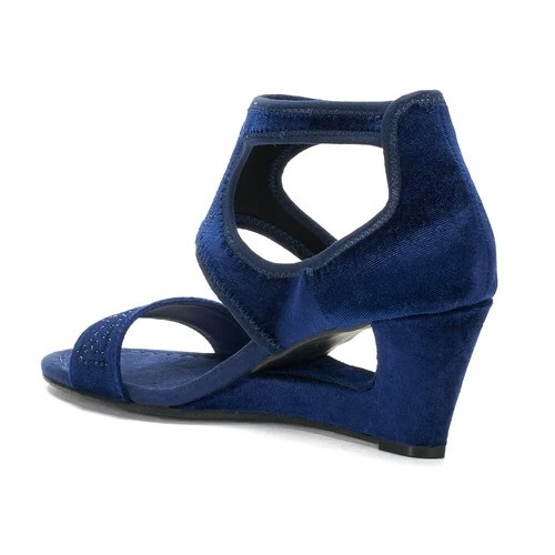 New York Transit Natural Pretty Wedge Sandals Navy Size 7 M eBay