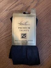 New KATHIE LEE Premium Tights Matte Micro Fiber Control Top Opaque Black Size S