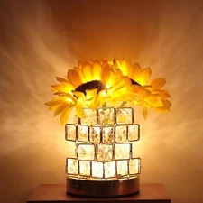 Sunflower Table Lamp, Dimmable LED Artificial Flower Lamp Touch Lamp with Cub...