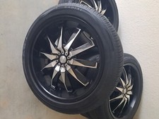 Full Set Of Used 20 Inch Legacy Black And Chrome Accented Rims And Tires