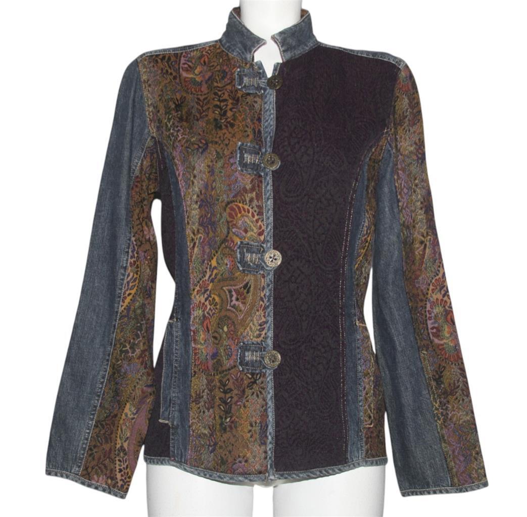 CHICO'S Tapestry Denim Vertical Patch Stretchy Li… - image 1