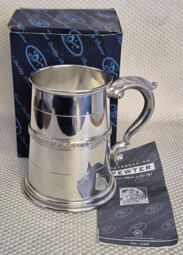 Vintage Edwin Blyde & Co Ltd Pewter Tankard In Original Box - 13x10x14cm