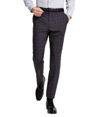 Hugo Boss Men's Modern-Fit Wool Suit Pants (Grey, 40R)