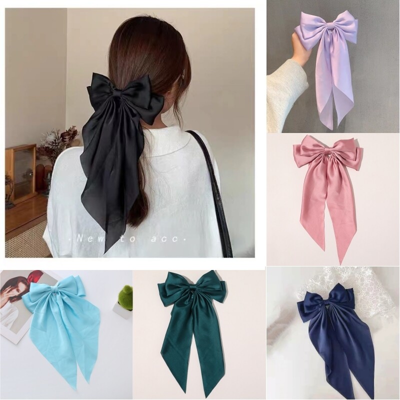 Elegant Satin Bow Long Ribbon Hair Clip Spring Clip Hairpin  display picture 2