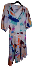 Robert Graham Women's Olivia Watercolor Sz 4 Colorful Puff Sleeve Dress
