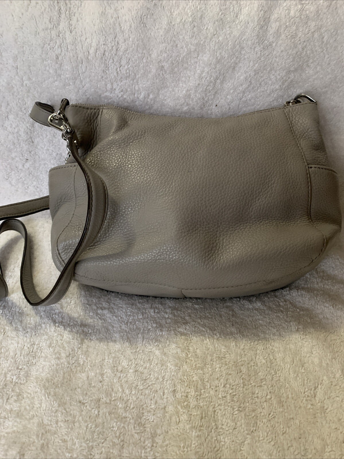 Michael Kors Grey Pebble Leather Hobo Bag Silver Hardware thumbnail 4