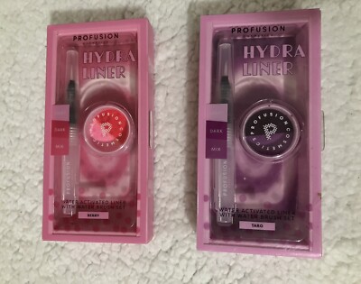 2 Profusion Cosmetics Hydra Liner Set -Berry & Taro Water Activated With Brush