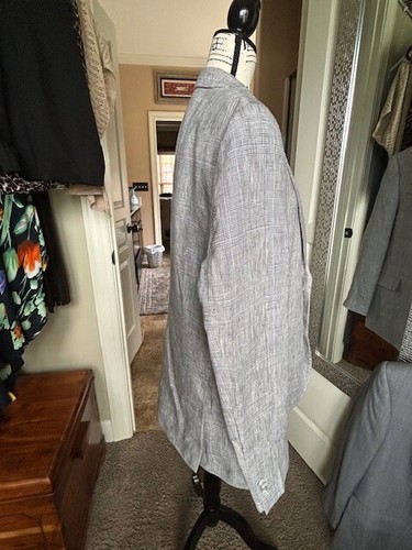 Tommy Hilfiger Linen & Wool Gray Plaid Blazer Sz 44L - Picture 12 of 12