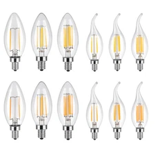 5 pack Edison Light Bulbs E26/E12 LED Candle Lamp Bullet Flame Bulb 2W 4W 6W