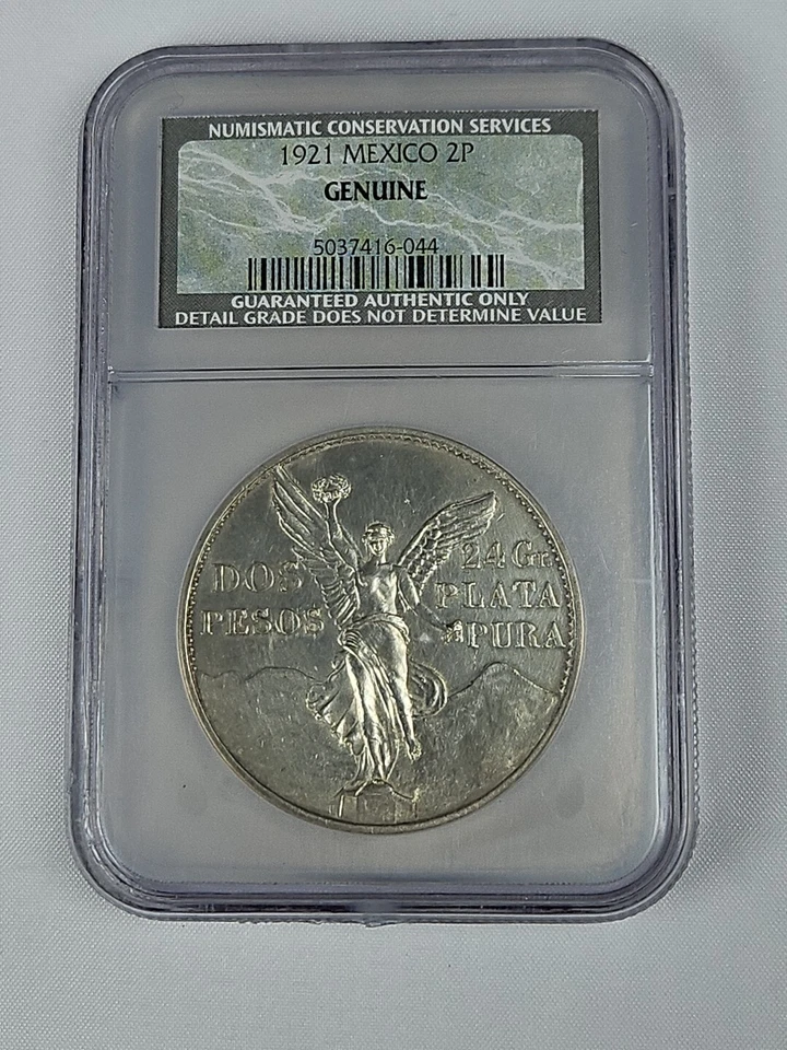 México 1921 Plata 2 Pesos Independencia Centenario - Ultra Raro NCS NGC Losa Foto 3 de 4